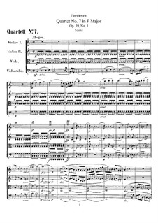 String Quartet No.7 in F Major, Op.59 No.1: Partitura completa by Ludwig van Beethoven