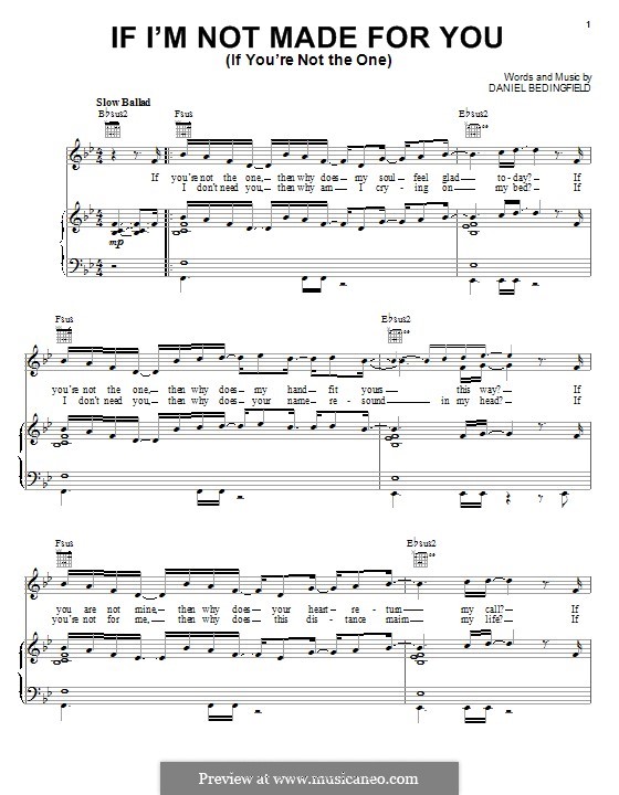 If You're Not The One: Para vocais e piano (ou Guitarra) by Daniel Bedingfield
