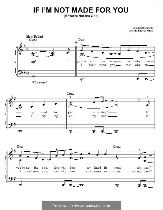 If You're Not The One: Para Piano by Daniel Bedingfield