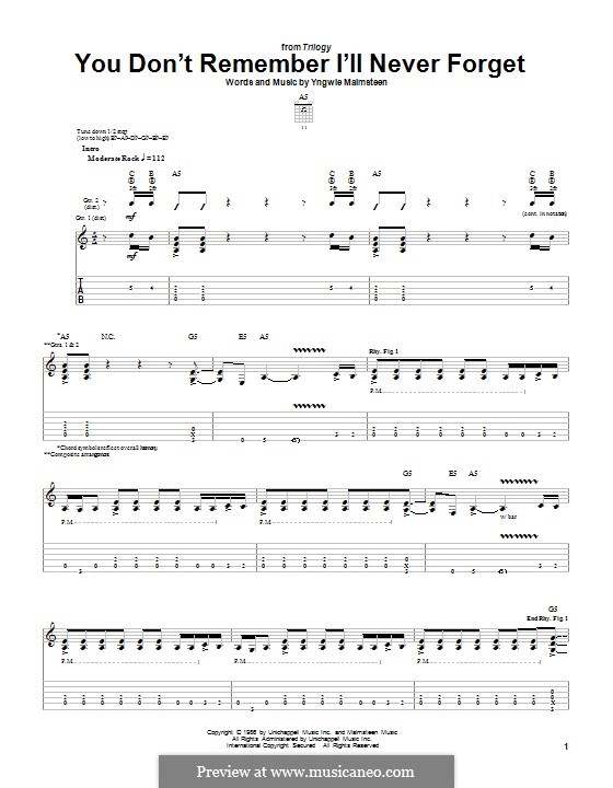 You don't Remember I'll Never Forget: Para guitarra com guia by Yngwie Malmsteen