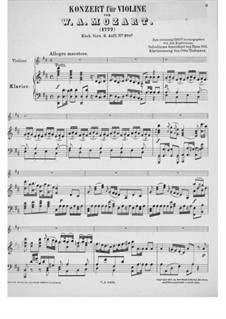 Concerto for Violin and Orchestra No.7 in D Major, K.271a: arranjo para violino e piano by Wolfgang Amadeus Mozart