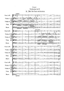 Nocturne for Four Orchestras in D Major, K.286: Partitura completa by Wolfgang Amadeus Mozart