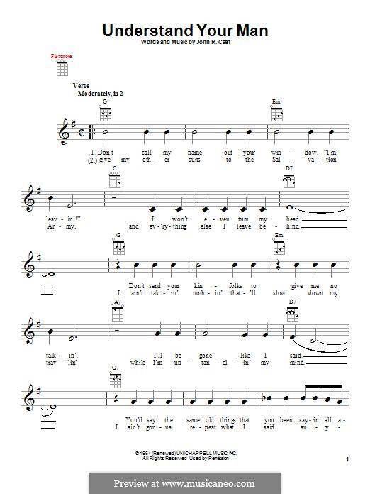 Understand Your Man: para ukulele by Johnny Cash