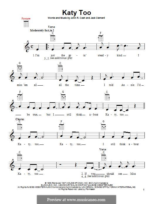 Katy Too (Johnny Cash): para ukulele by Jack Clement