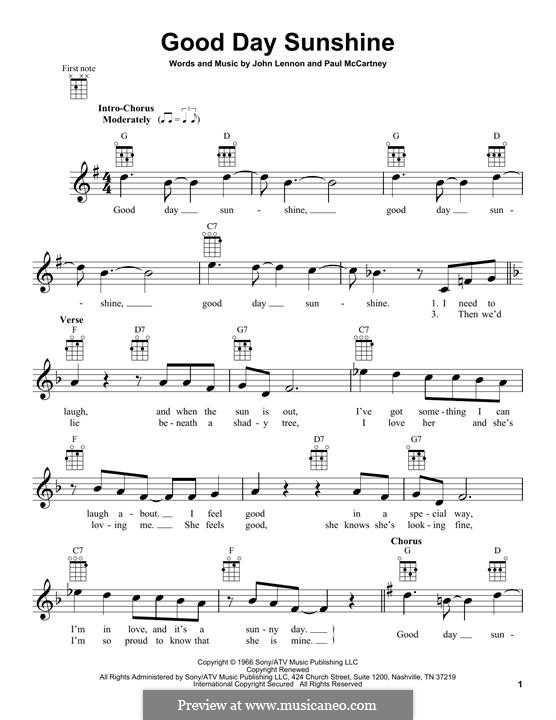 Good Day Sunshine (The Beatles): para ukulele by John Lennon, Paul McCartney