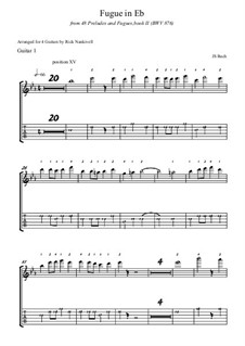 Prelude and Fugue No.7 in E Flat Major, BWV 876: Fugue, for quartet guitar – guitar I part by Johann Sebastian Bach