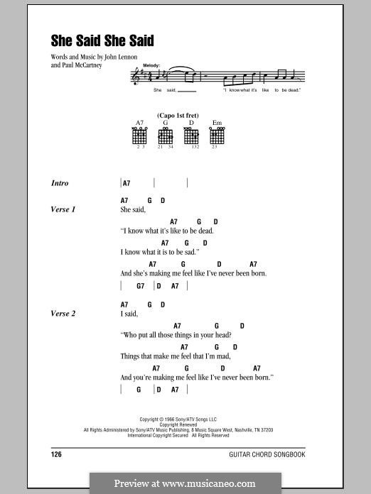 She Said She Said (The Beatles): Letras e Acordes by John Lennon, Paul McCartney