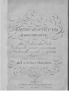 Sinfonia Concertante for Violin, Viola and Orchestra in E Flat Major, K.364: arranjos para sexceto de cordas by Wolfgang Amadeus Mozart