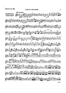 Sinfonia Concertante for Violin, Viola and Orchestra in E Flat Major, K.364: Partes by Wolfgang Amadeus Mozart