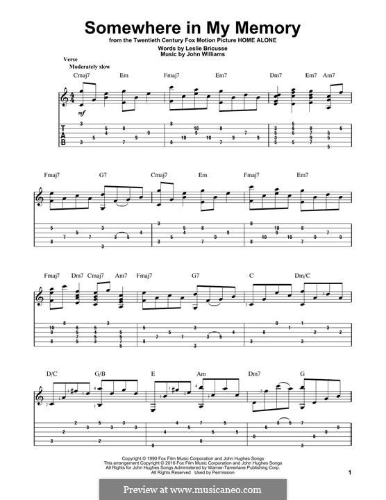 Somewhere in My Memory (from Home Alone): Para guitarra com guia by John Williams