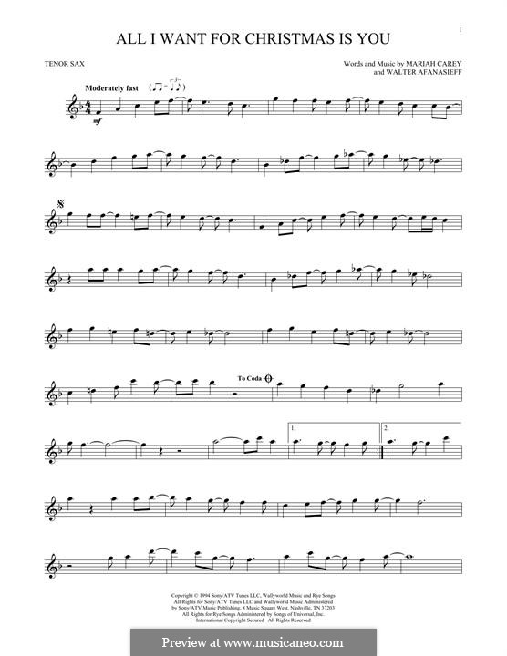 Instrumental version: para saxofone tenor by Mariah Carey, Walter Afanasieff