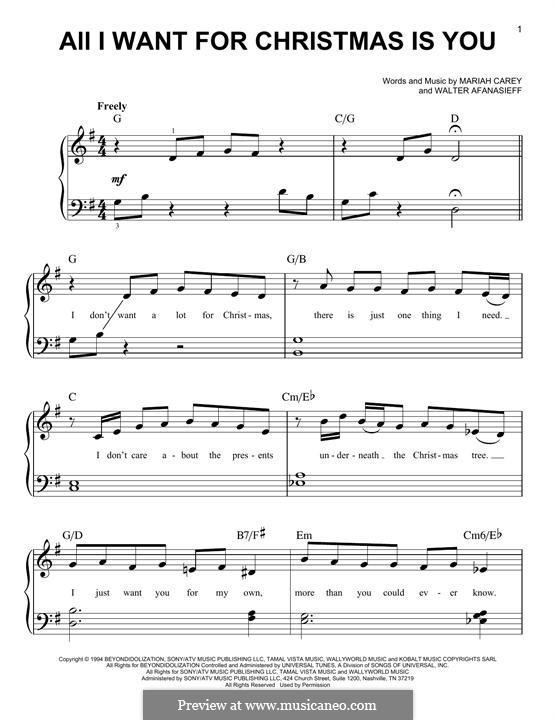 Instrumental version: Para Piano by Mariah Carey, Walter Afanasieff