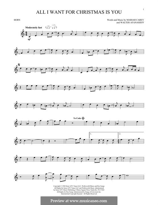 Instrumental version: For horn by Mariah Carey, Walter Afanasieff