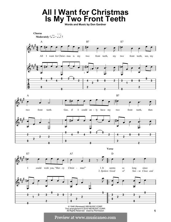 All I Want for Christmas Is My Two Front Teeth: Para guitarra com guia by Don Gardner