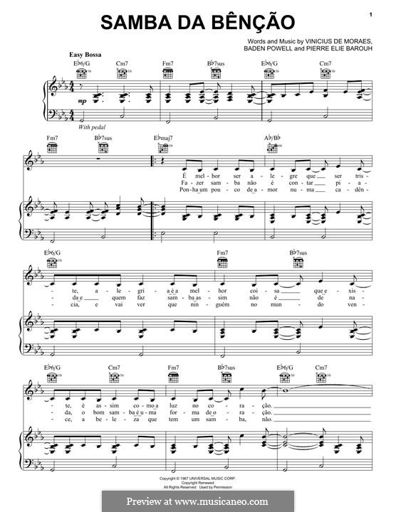 Samba da Benção: Para vocais e piano (ou Guitarra) by Baden Powell