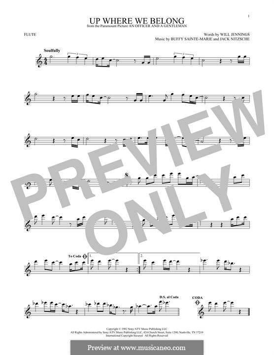 Up Where We Belong (Joe Cocker and Jennifer Warnes): para flauta by Buffy Sainte-Marie, Jack Nitzsche, Will Jennings