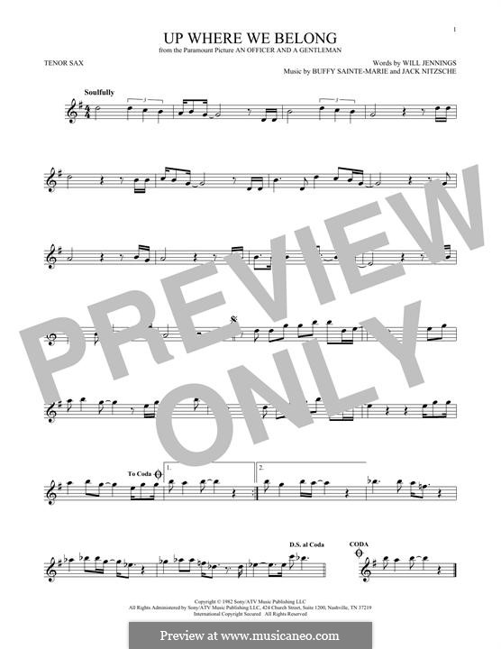 Up Where We Belong (Joe Cocker and Jennifer Warnes): para saxofone tenor by Buffy Sainte-Marie, Jack Nitzsche, Will Jennings