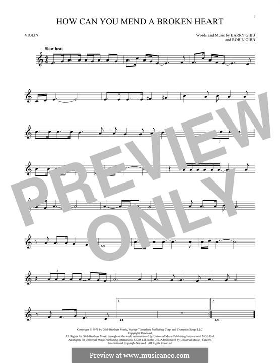 How Can You Mend a Broken Heart: para violino by Barry Gibb, Robin Gibb