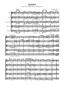 Quintet for flute, oboe, clarinet, bassoon and french horn: Score, parts by Alexander Alyabyev