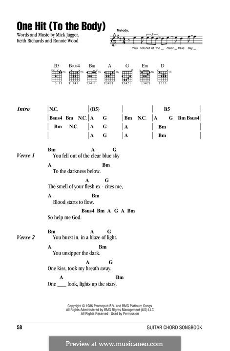 One Hit / To the Body (The Rolling Stones): Letras e Acordes by Keith Richards, Mick Jagger