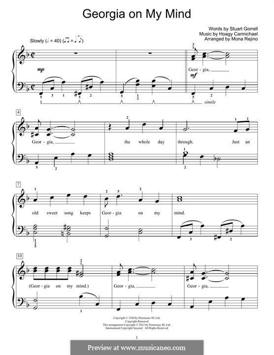 Georgia on My Mind, for Piano: para um único musico (Editado por H. Bulow) by Hoagy Carmichael