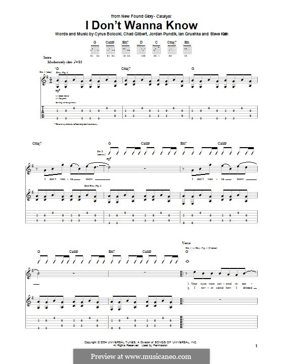 I don't Wanna Know (New Found Glory) por C. Gilbert, C. Bolooki, I