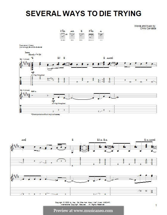 Several Ways To Die Trying (Dashboard Confessional): Para guitarra com guia by Chris Carrabba