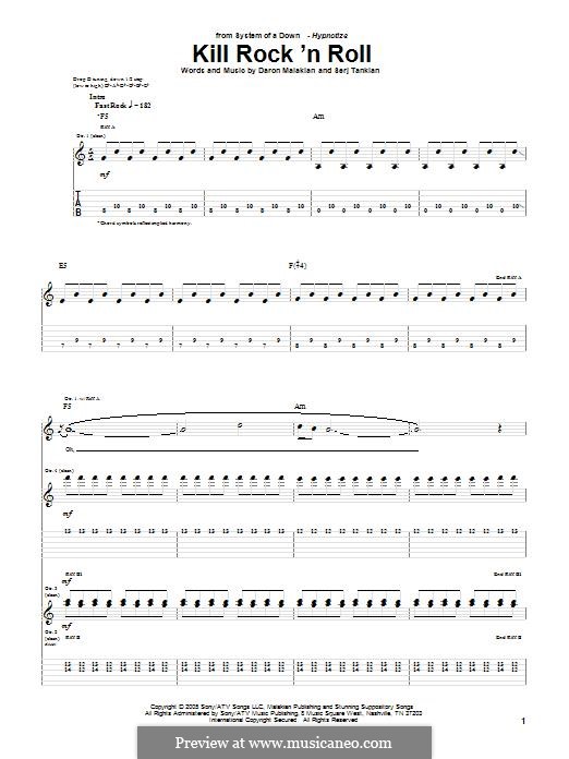 Kill Rock 'N Roll (System of a Down): Para guitarra com guia by Daron Malakian, Serj Tankian