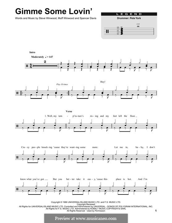 Gimme Some Lovin' (The Spencer Davis Group): Drum set by Muff Winwood, Spencer Davis, Steve Winwood