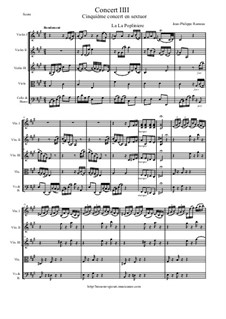 6 Concerts Transcrits en Sextuor: Concert en sextuor No.3 - score, parts by Jean-Philippe Rameau