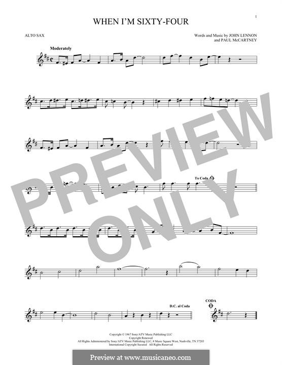 When I'm Sixty-Four (The Beatles), for One Instrument: para Saxofone Alto by John Lennon, Paul McCartney