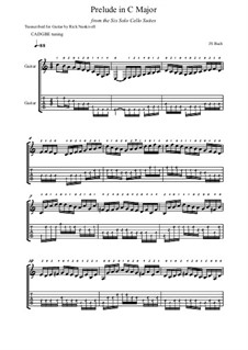Suite for Cello No.3 in C Major, BWV 1009: Prelude. Arrangement for guitar by Johann Sebastian Bach