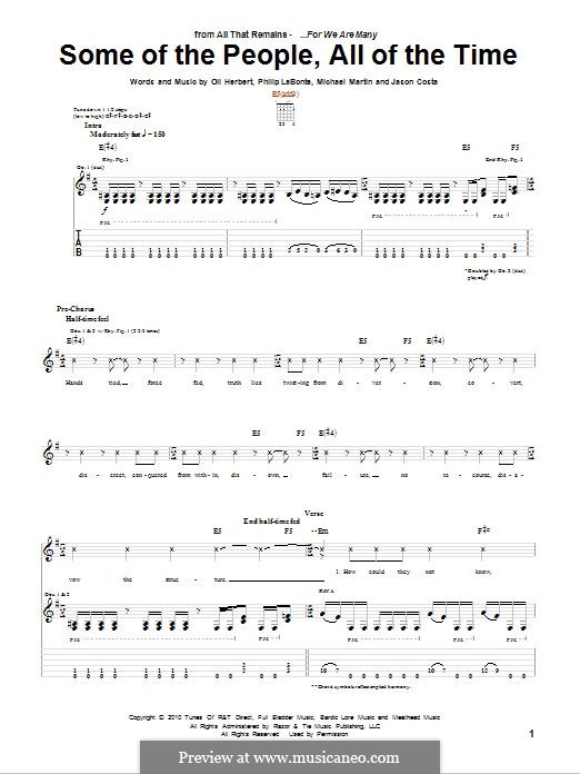 Some of the People, All of the Time (All That Remains): Para guitarra com guia by Jason Costa, Mike Martin, Oli Herbert, Philip LaBonte