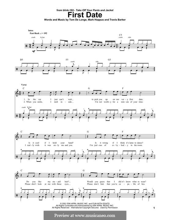 First Date (Blink-182): Drum set by Mark Hoppus, Tom DeLonge, Travis Barker