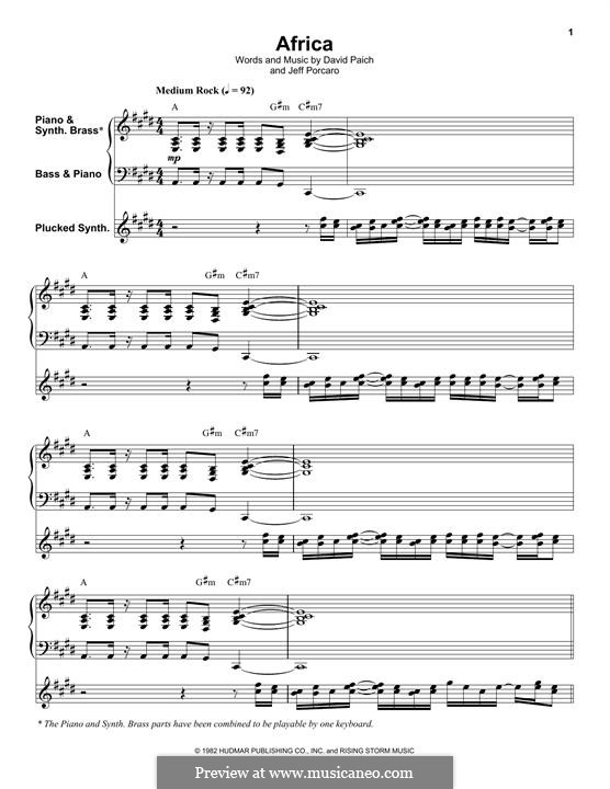 Africa (Toto): Para Piano by David Paich, Jeff Porcaro