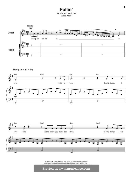 Fallin': Para vocais e piano (ou Guitarra) by Alicia Keys