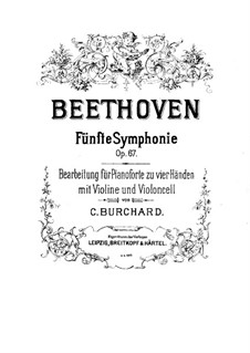 Complete Symphony: Version for piano four hands with violin and cello – piano part by Ludwig van Beethoven