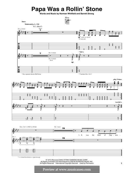 Papa Was a Rollin' Stone (The Temptations): Para guitarra com guia by Barrett Strong, Norman J. Whitfield