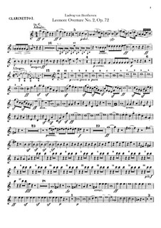 Leonore. Overture No.2 in C Major, Op.72a: parte clarinetas by Ludwig van Beethoven