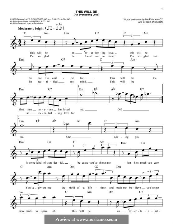 This Will Be (An Everlasting Love): melodia by Chuck Jackson, Marvin Yancy