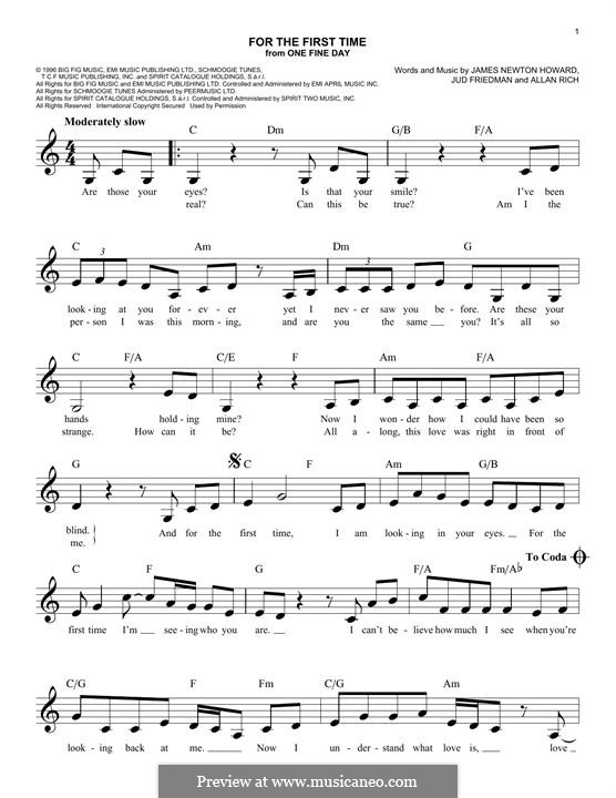For the First Time (Kenny Loggins): melodia by Allan Rich, James Newton Howard, Jud Friedman