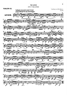 Mass in C Major, Op.86: violinos parte II by Ludwig van Beethoven