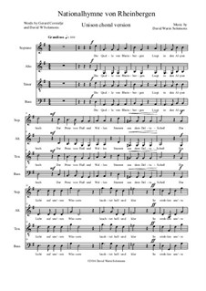 Nationalhymne von Rheinbergen (National Anthem of Rheinbergen): For unison choir a cappella by David W Solomons