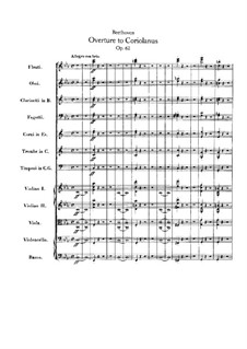 Ouvertüre Coriolan (Coriolanus Overture), Op.62: Partitura completa by Ludwig van Beethoven