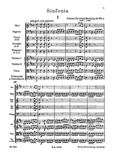 Symphony No.4 in D Major, Op.18 W C27: partitura completa by Johann Christian Bach