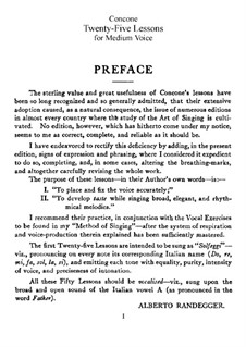 Twenty-Five Lessons for Medium Voice, Op.10: Partitura Piano-vocal by Giuseppe Concone