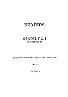 String Sextet No.1 in B Flat Major, Op.18: violino parte II by Johannes Brahms