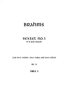 String Sextet No.1 in B Flat Major, Op.18: viola parte I by Johannes Brahms