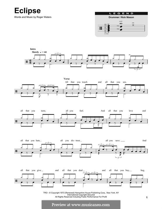 Eclipse (Pink Floyd): Drum set by Roger Waters