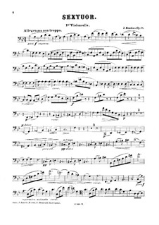 String Sextet No.1 in B Flat Major, Op.18: violoncelo parte I by Johannes Brahms